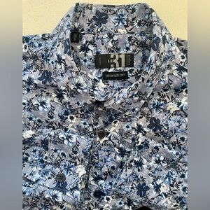 LE31 Simons - cotton flower print dress shirt Size 16” neck
